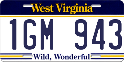 WV license plate 1GM943