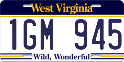 WV license plate 1GM945