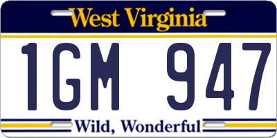 WV license plate 1GM947