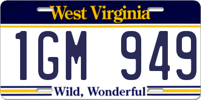 WV license plate 1GM949