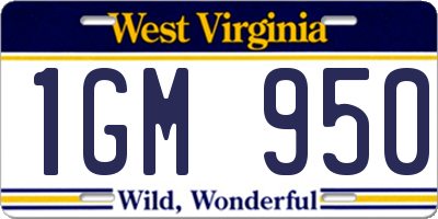 WV license plate 1GM950