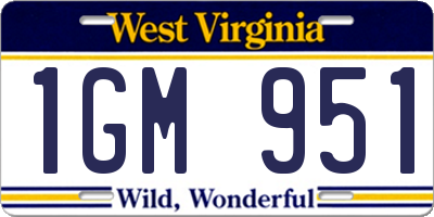 WV license plate 1GM951