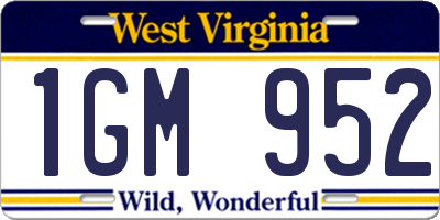 WV license plate 1GM952