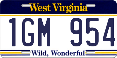 WV license plate 1GM954