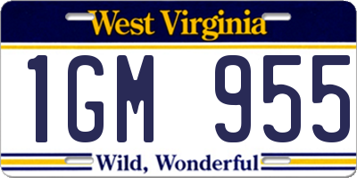 WV license plate 1GM955
