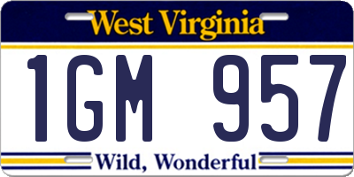 WV license plate 1GM957