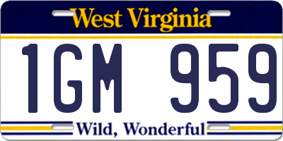WV license plate 1GM959