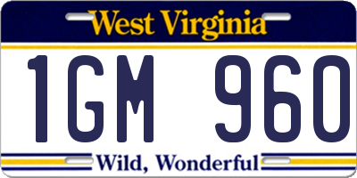 WV license plate 1GM960