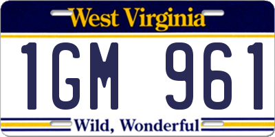 WV license plate 1GM961