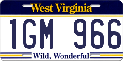 WV license plate 1GM966