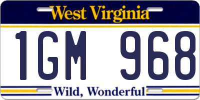 WV license plate 1GM968
