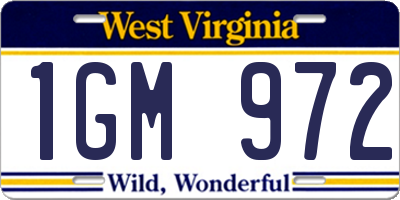 WV license plate 1GM972