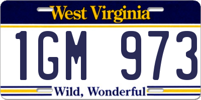 WV license plate 1GM973