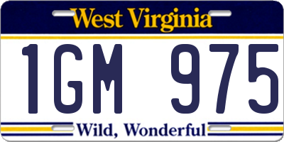 WV license plate 1GM975