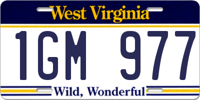 WV license plate 1GM977