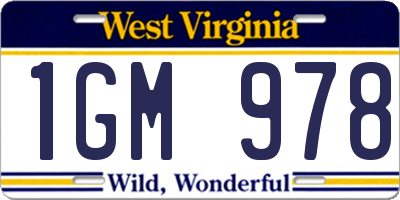 WV license plate 1GM978