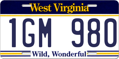 WV license plate 1GM980