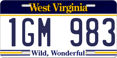WV license plate 1GM983