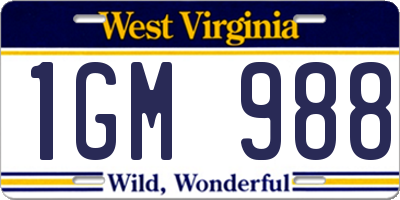 WV license plate 1GM988