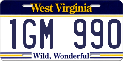 WV license plate 1GM990