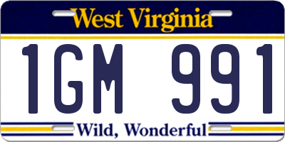 WV license plate 1GM991