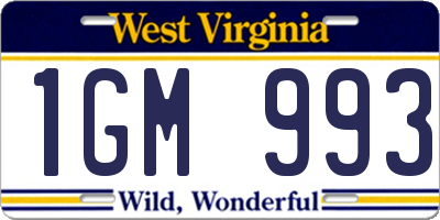 WV license plate 1GM993