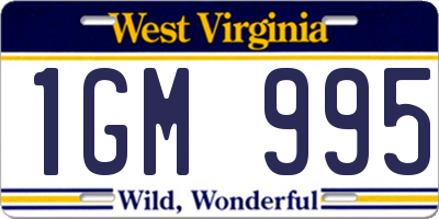 WV license plate 1GM995