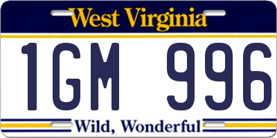 WV license plate 1GM996