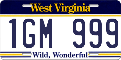 WV license plate 1GM999