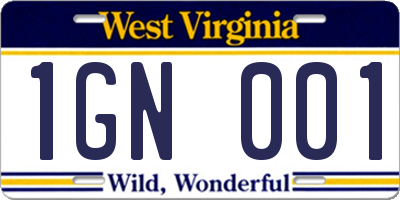 WV license plate 1GN001