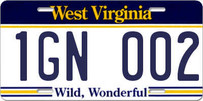WV license plate 1GN002