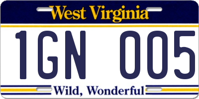 WV license plate 1GN005