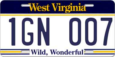 WV license plate 1GN007