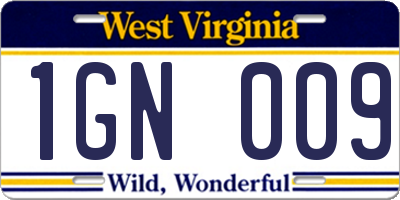 WV license plate 1GN009