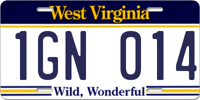 WV license plate 1GN014
