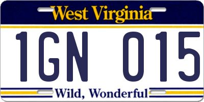 WV license plate 1GN015