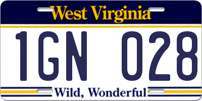 WV license plate 1GN028