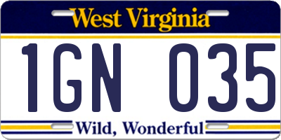 WV license plate 1GN035