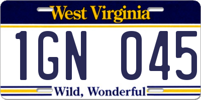 WV license plate 1GN045