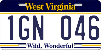 WV license plate 1GN046