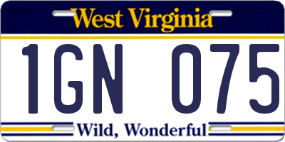 WV license plate 1GN075