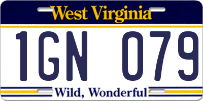 WV license plate 1GN079