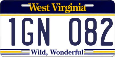 WV license plate 1GN082