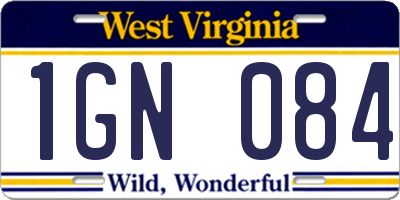 WV license plate 1GN084