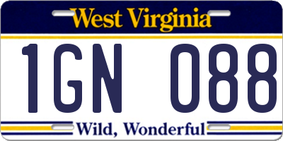 WV license plate 1GN088