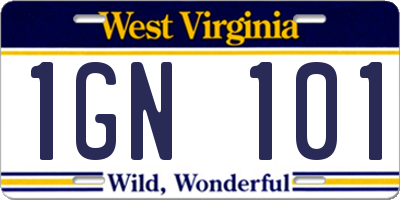 WV license plate 1GN101