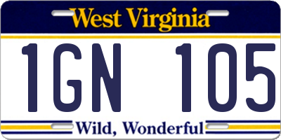 WV license plate 1GN105