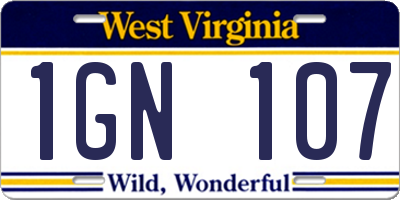 WV license plate 1GN107