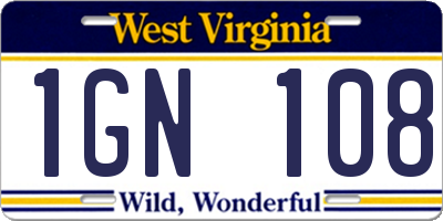 WV license plate 1GN108