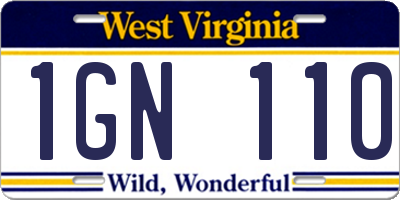 WV license plate 1GN110